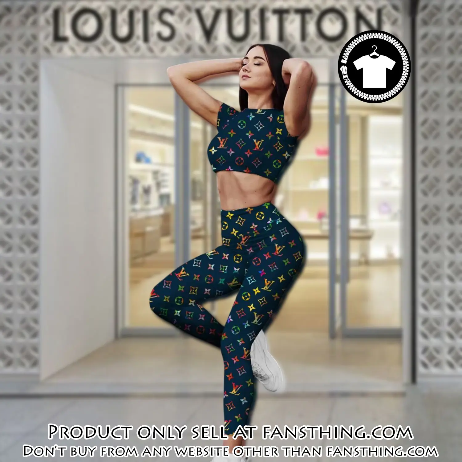 Louis vuitton sportwear combo luxury crop top tshirt and legging for women ctl1003 fst0258841
